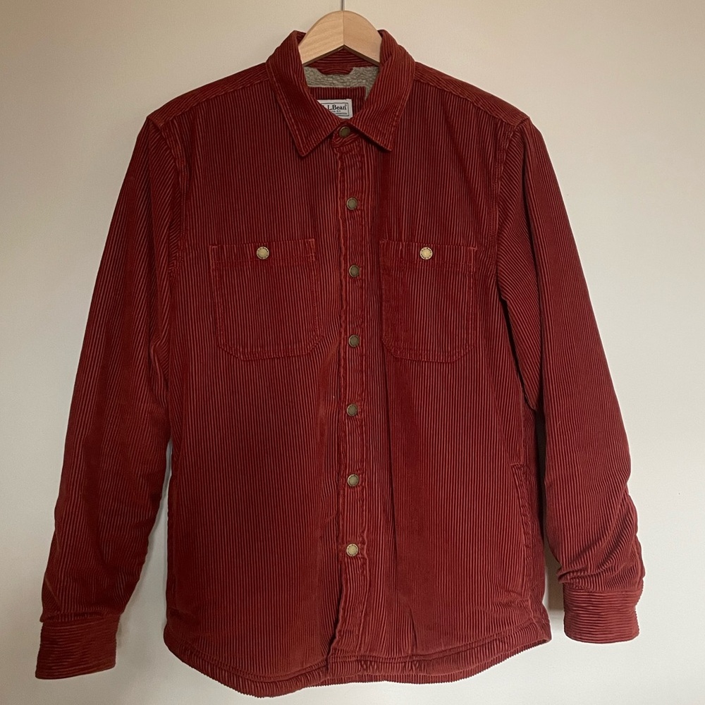 L.L. Bean heavy sherpa lined shirt jacket like new